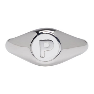 Silver 'P' Initial Ring