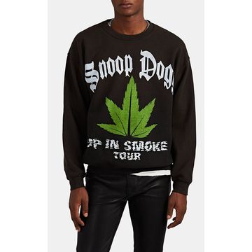 "Up In Smoke" Distressed Cotton-Blend Sweatshirt