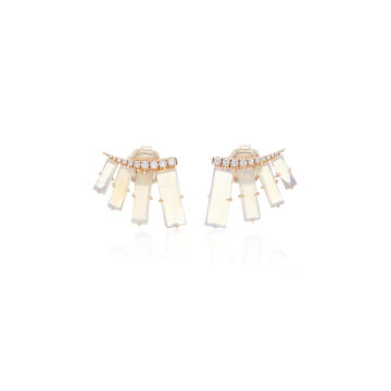 Limited Edition African Opal And Diamond Ear Climbers