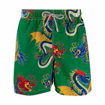 dragon print swim shorts