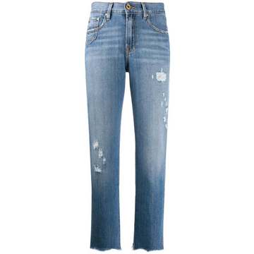 distressed straight jeans