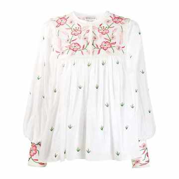 embroidered floral panel blouse