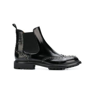 Black Aura Studded Leather Chelsea Boots