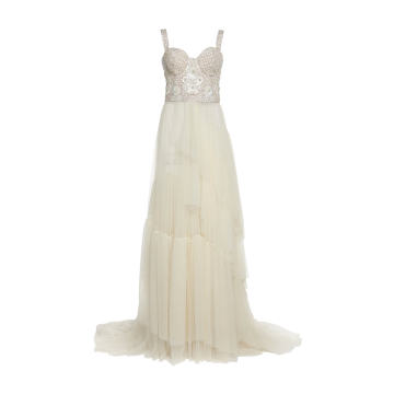 Tambour De Ville Embroidered Crepe And Tulle Gown