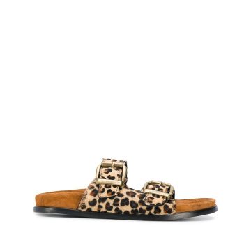 buckled leopard sandals