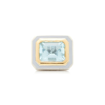 22K Gold, Sterling Silver And Aquamarine Ring