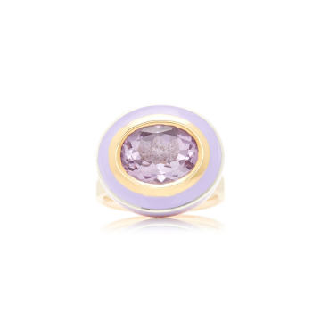 22K Gold, Sterling Silver And Amethyst Ring