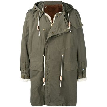 zipped up rain coat