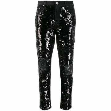 sequin slim-fit jeans