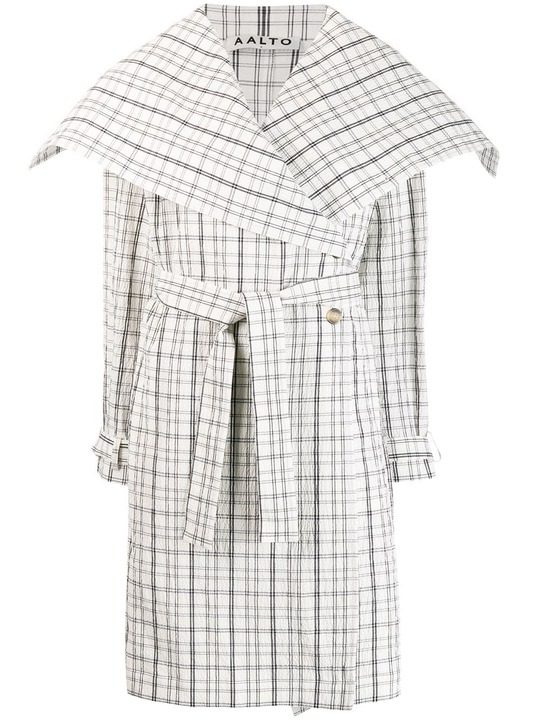 belted checked coat展示图