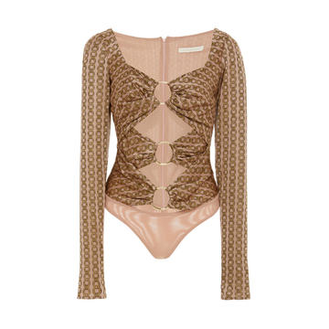 Chain Jacquard Cutout Bodysuit