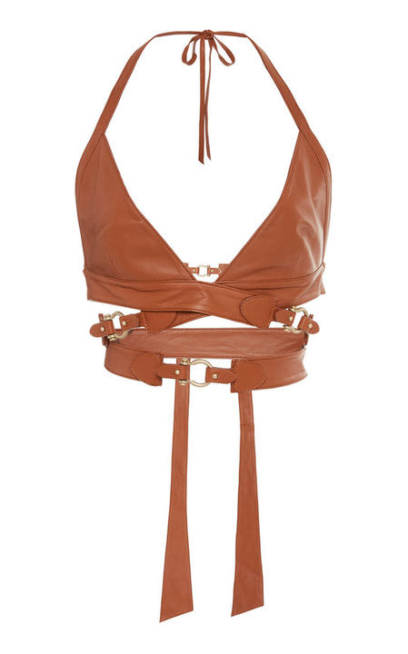 Vegan Leather Strappy Bralette展示图