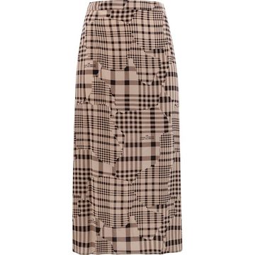 ripped check midi skirt