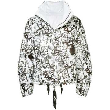 graffiti print high tech down jacket