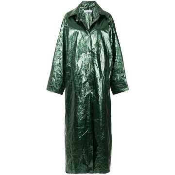 glossy long raincoat