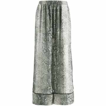 snakeskin print flared trousers