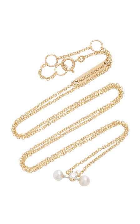 Convertible 18K Gold, Diamond and Pearl Necklace展示图