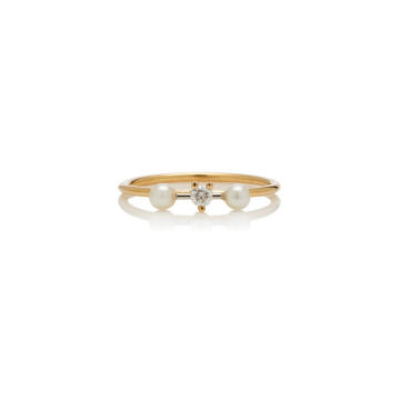 Two-In-One 18K Gold, Diamond and Pearl Ring