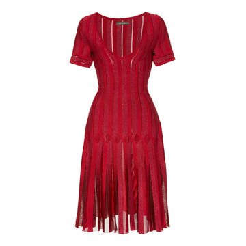 Pleated Lace-Panneled Mini Dress