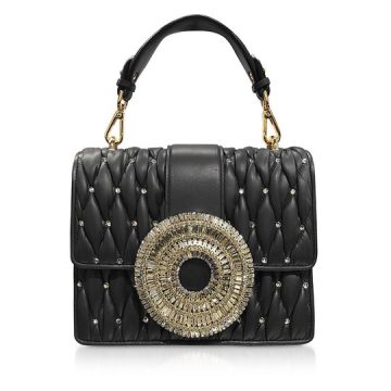 Gio Black Nappa Leather & Crystal Handbag