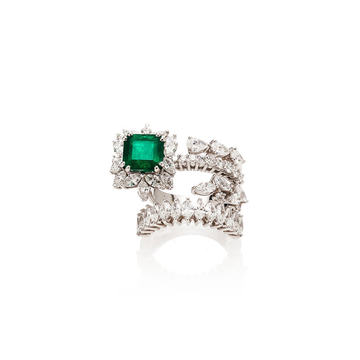 Wrap Emerald And Diamond Ring