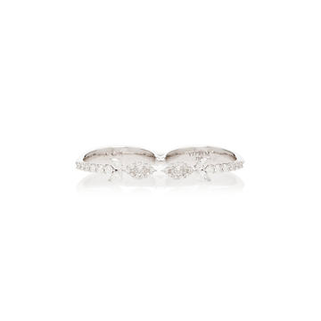 Double-Finger 18K White And Diamond Ring