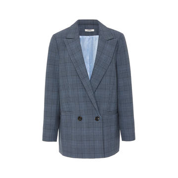 Plaid Double-Breasted Blazer