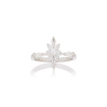 Marquis Cluster 18K White And Diamond Ring