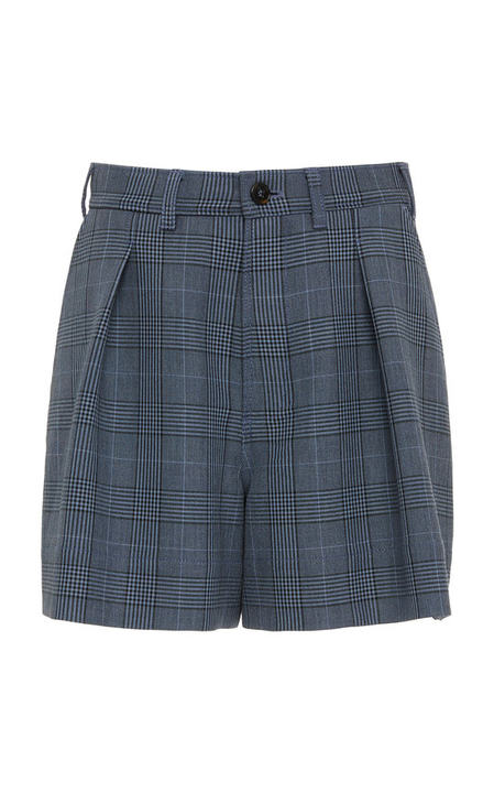 High-Waisted Plaid Mini Shorts展示图