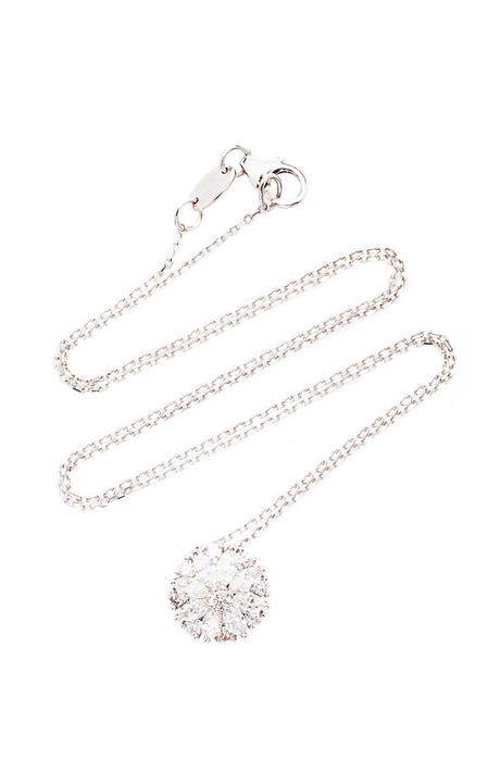 Circle Pendant 18K White And Diamond Necklace展示图