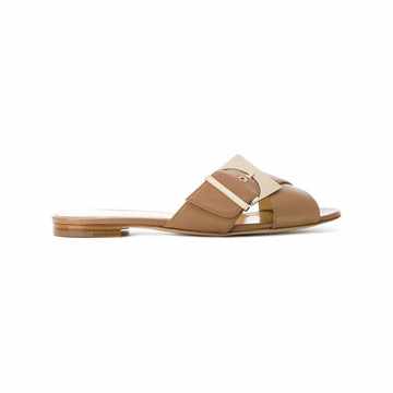 crossover buckled sandals