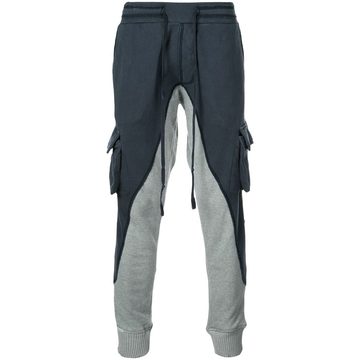 colour block cargo track pants