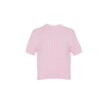 Short-Sleeve Cotton Ribbed-Knit Sweater