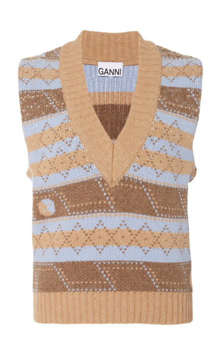 Sequined Argyle Wool-Blend Sweater Vest展示图
