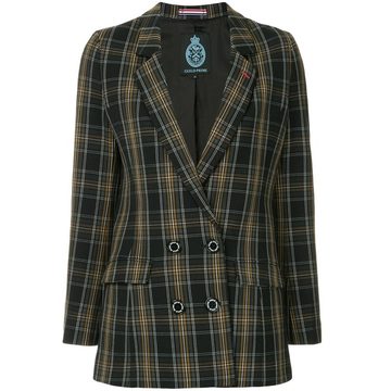 double breasted check blazer