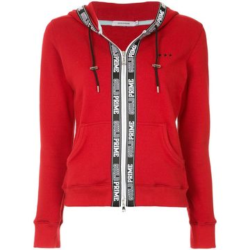 logo print zipped hoodie