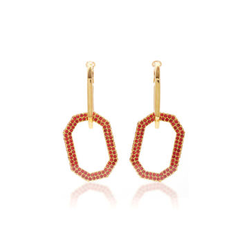 Elongated Pave Octagon Link P Earring