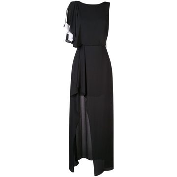 asymmetric ruffle gown