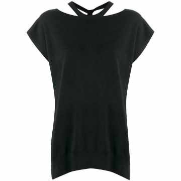 reverse tie neck knitted top