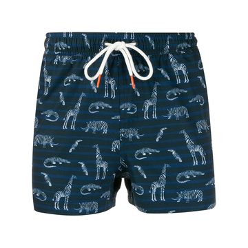 animal-print swim shorts