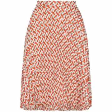 monogram printed pleated chiffon skirt