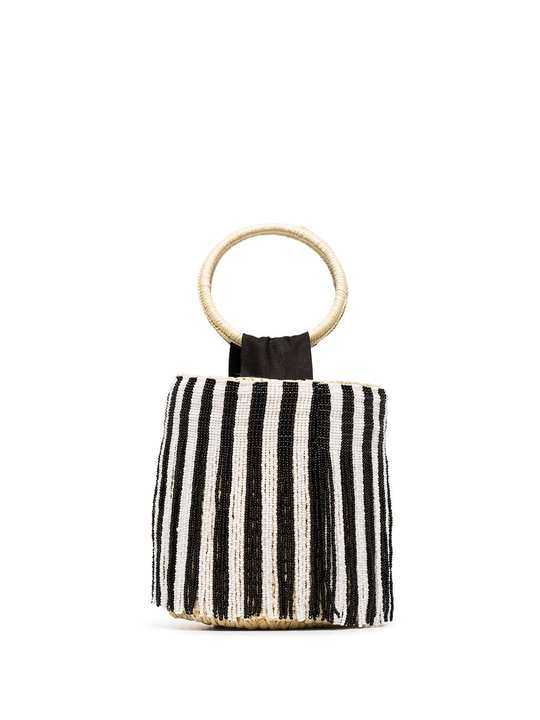 beaded-stripes straw bucket bag展示图