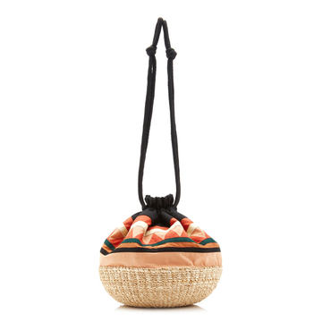 Mayra Mini Abaca-Paneled Printed Basket Bag