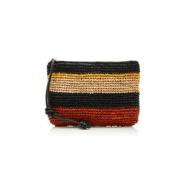 Shima Striped Raffia Zip Pouch