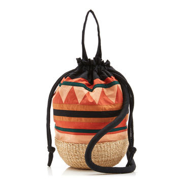 Akella Abaca-Paneled Printed Basket Bag