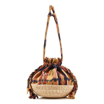 Marisol Mini Abaca-Paneled Printed Cotton Bag