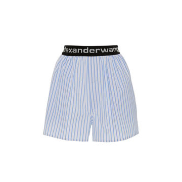 Logo-Embroidered Striped Cotton-Poplin Shorts