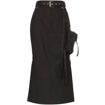 Utility Pouch Belted Cotton Midi Skirt