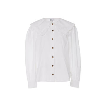 Ruffle-Trim Cotton Poplin Shirt