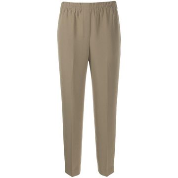 elasticated straight-leg trousers